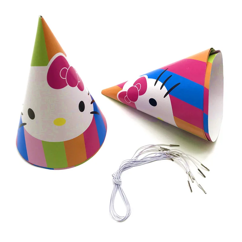 

Party Supplies Hello Kitty Theme Paper Caps Family Party Kids Birthday Party Decoration Wedding Paper Hat Supply 6pcs/Lot