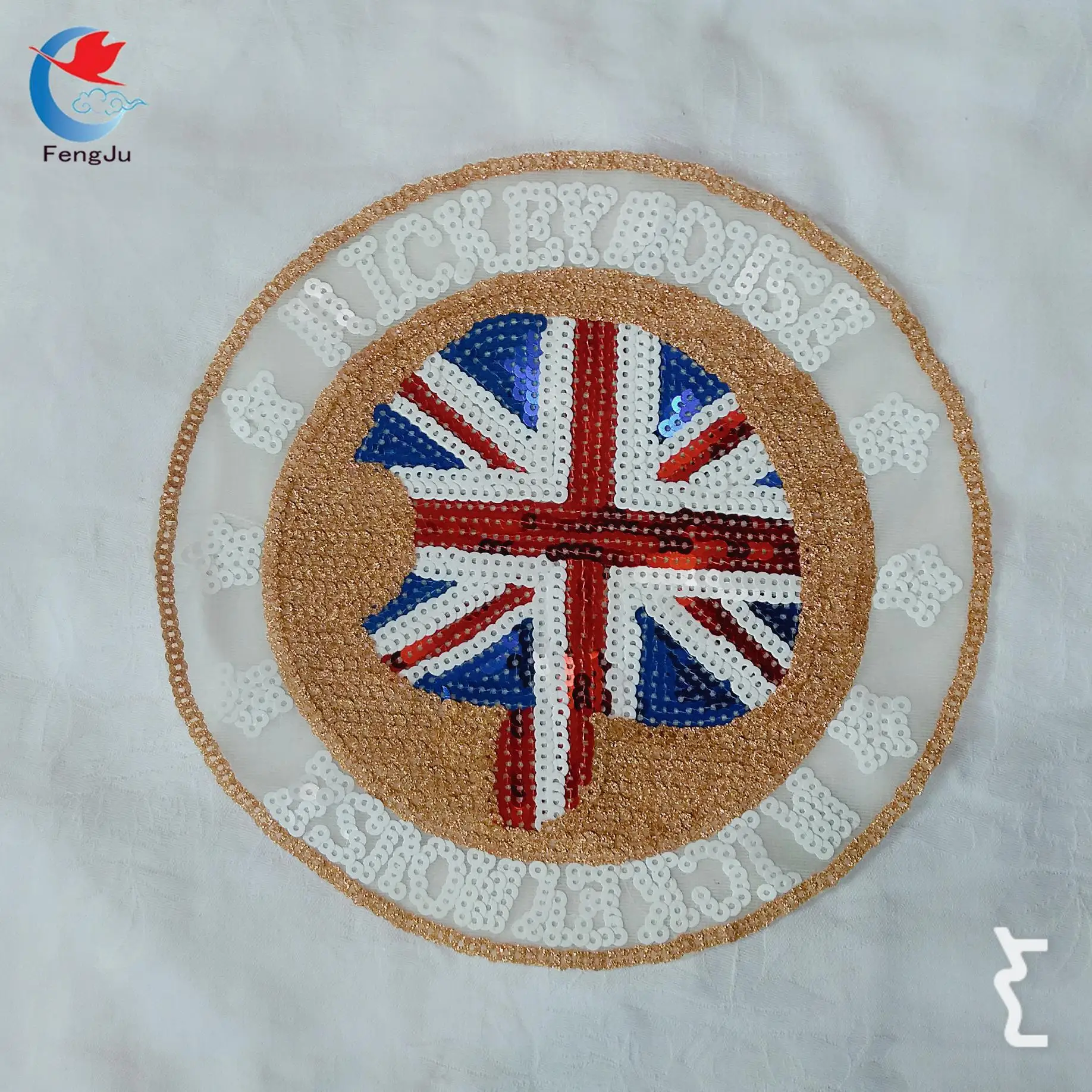 1pc England flag patches for clothing Strips Sequined Patch Applique