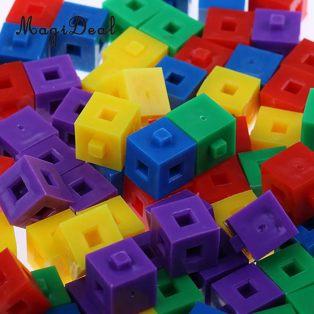 MagiDeal 100Pcs/Pack Plastic Kids Children Stacking Cube Building Kit Pop Linking Cubes for Party Fun Intelligence Toy 1cm