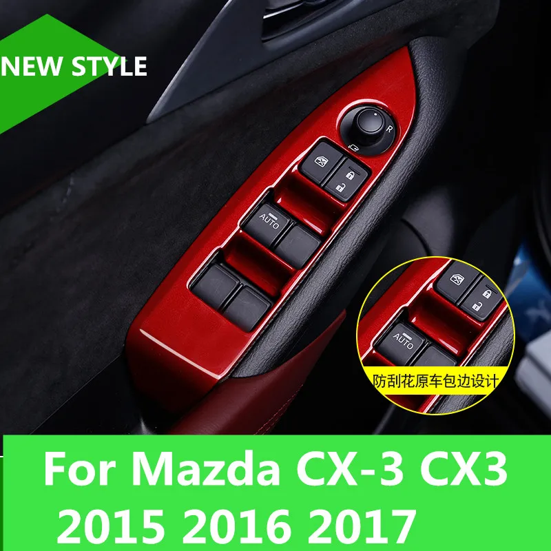 

For Mazda CX-3 CX3 2015 2016 2017 Glass switch lifting surface patch Interior decoration ABS material Car accessories