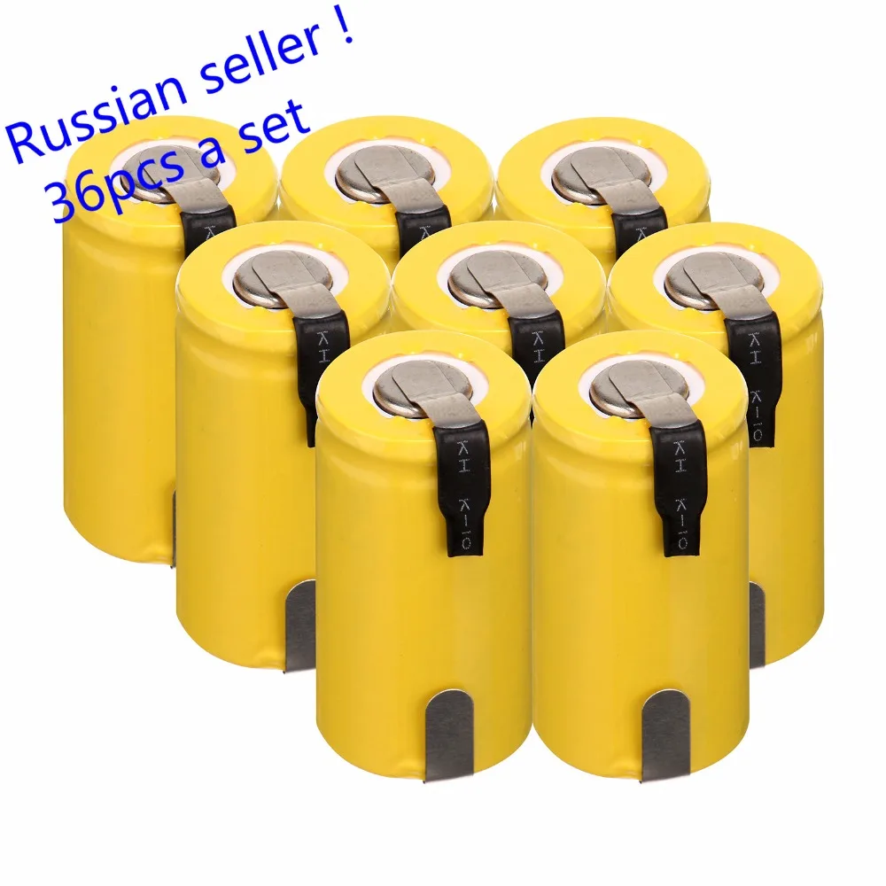 Российский продавец! 36 шт Sub C SC батарея 1 2 V 1300mAh Ni-Cd NiCd аккумуляторная 4 25 см * |