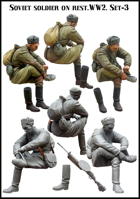 1/35 фигурки из смолы модель Φ WW2 советский солдат. На упоре несобранный
