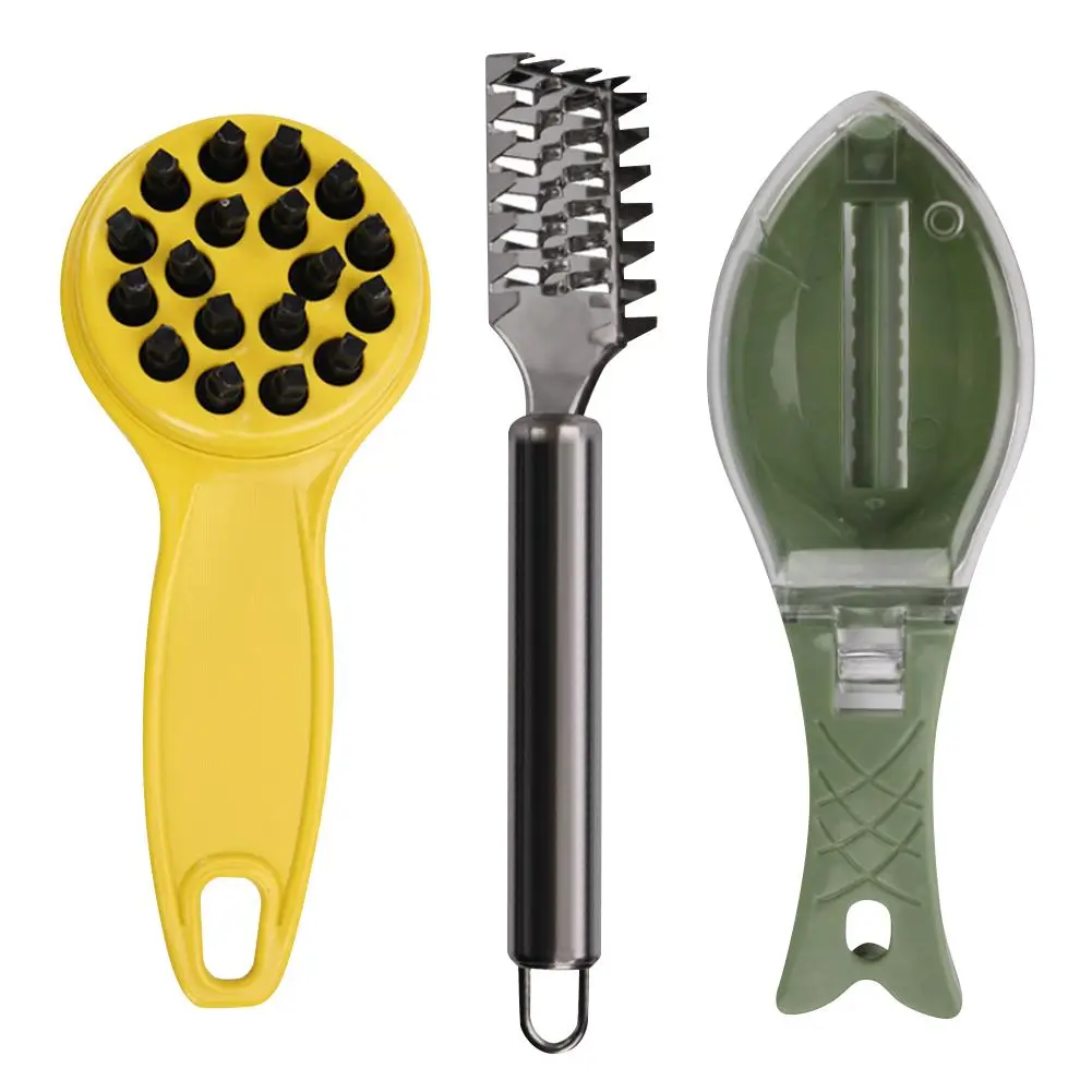 

Stainless Steel Fish Scale Planer Plastic Scraping Scale Tool Scraper High Quality Kitchen Supplies 3Pcs Practical Durable