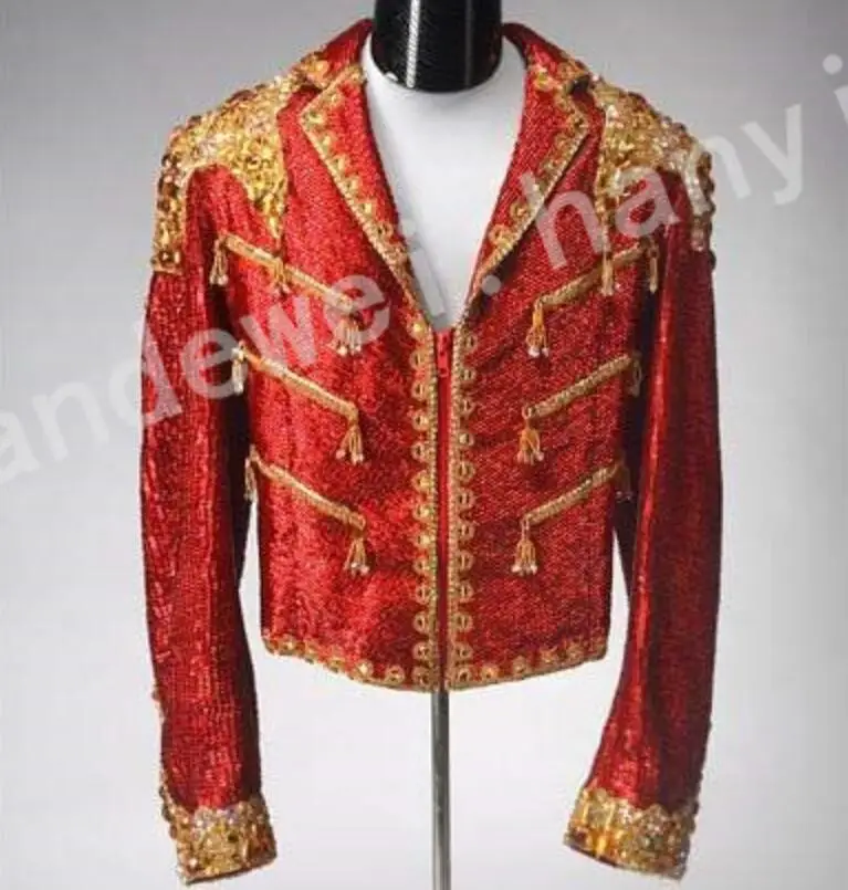 

2019 new men's European and American personality red sequins stage jacket DJ fashion clothing male singer costumes