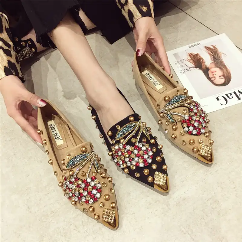 rhinestone flat mules