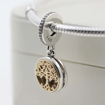 

925 Sterling Silver K14 Family Roots With Clear CZ Charm Beads Fits Original European Bracelets DIY beads