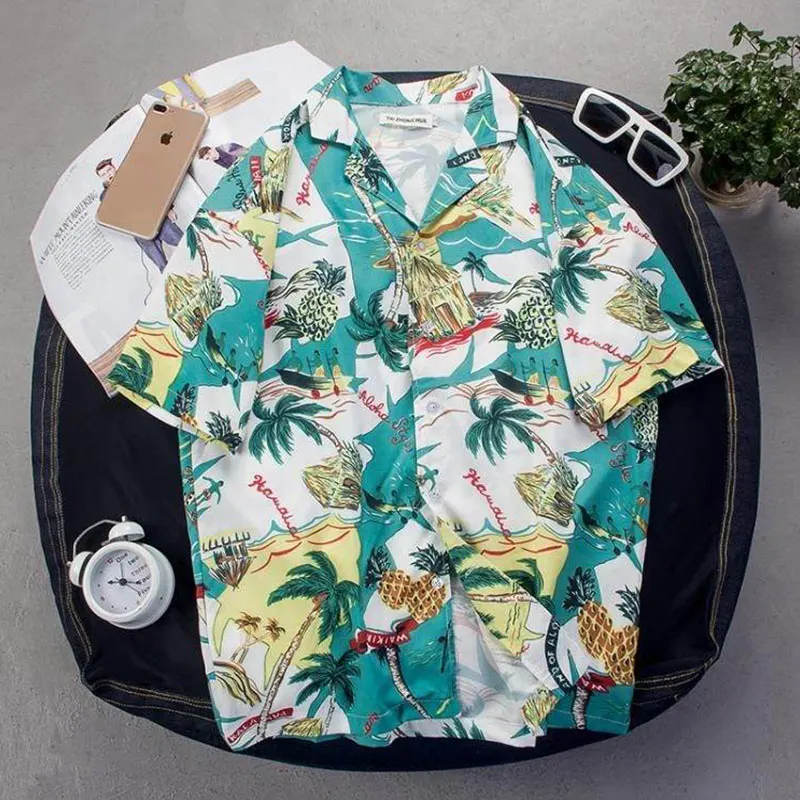 

Summer Beach Shirt New Arrival Printing Man Shirts Casual M-2XL Men Shirt Short Sleeve