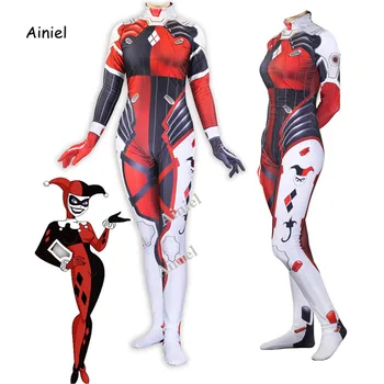 

Ainiel Batman Suicide Squad Harley Quinn D.VA Cosplay Costume Harleen Quinzel Zentai Bodysuit Suit Jumpsuits For Women And Girls