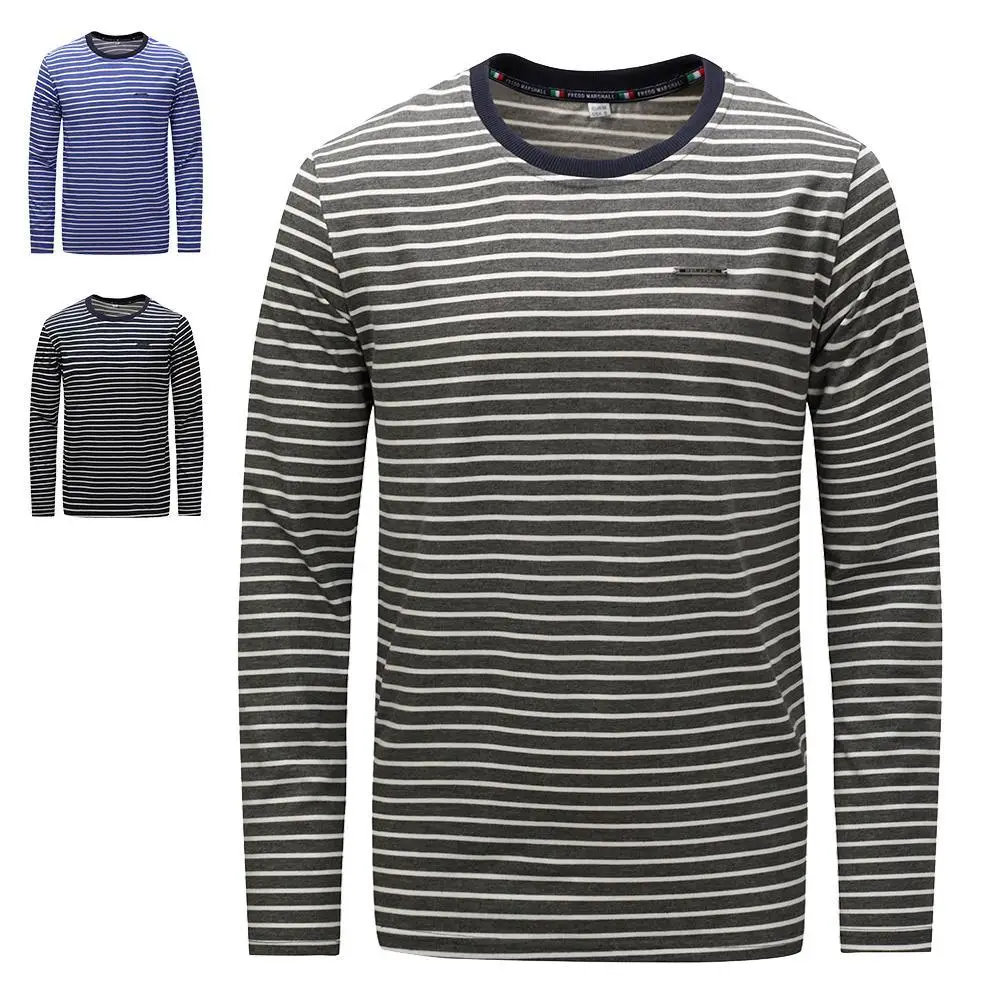 

Fashion New Men Striped T-Shirt Long Sleeve O-Neck Slim Fit T Shirt Casual Plus Size Tops Basic Shirts