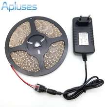 LED Strip Light 3528 5M 300LED Waterproof Flexible Strip Light Set Warm White/White/Red/Blue/Green + 12V 2A 24W Power Adapter