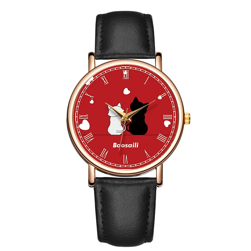

B-9158 BAOSAILI Watch Women Lovely Cute Cat Ladies Wrist Watch Hand Wristwatch For Woman Relojes Stainless Steel Back Montre