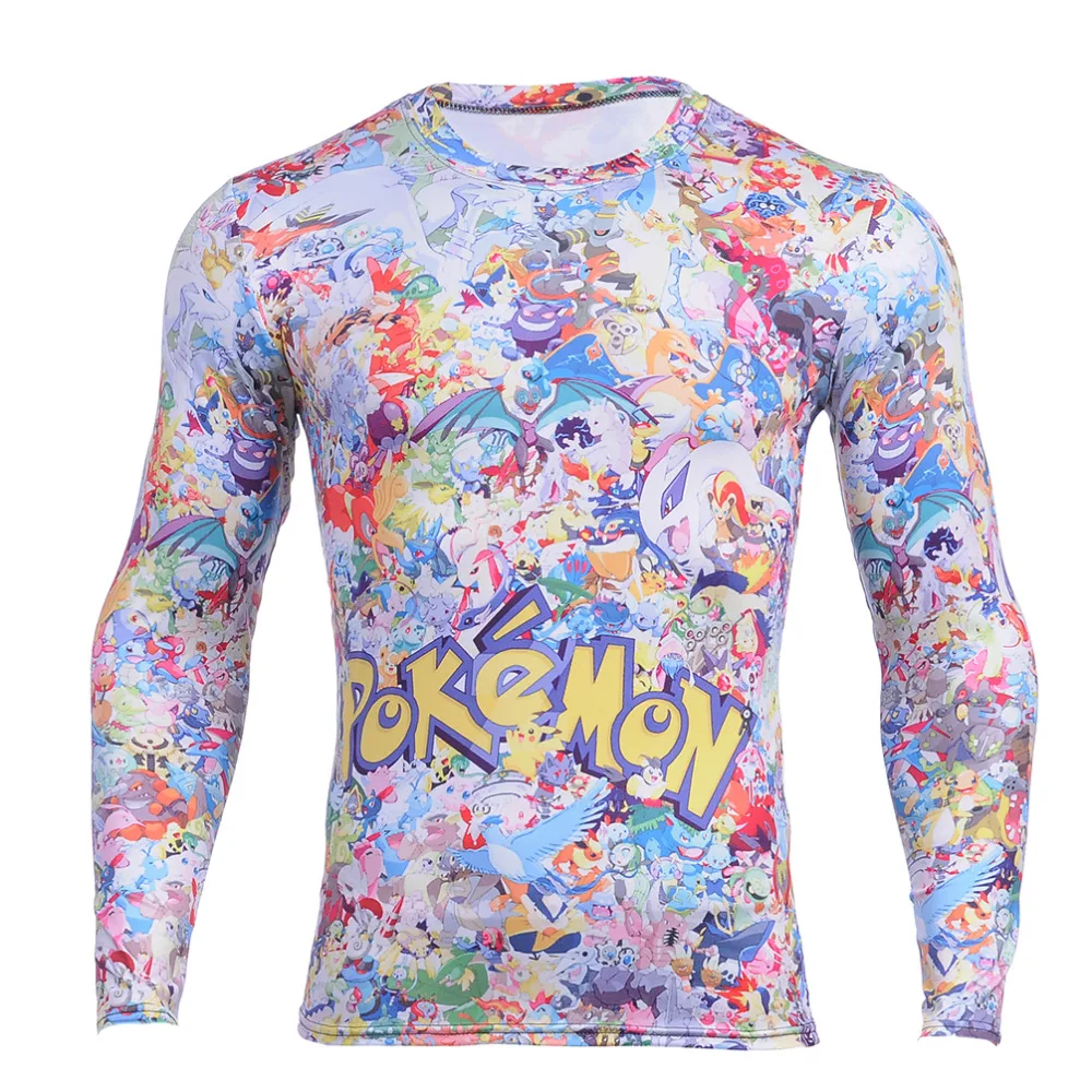 Skup Hurtownie Hot New Cartoon Pokemon Pikachu T shirt druk cyfrowy męska Anime Cosplay kostium z długim rękawem t shirt tee top