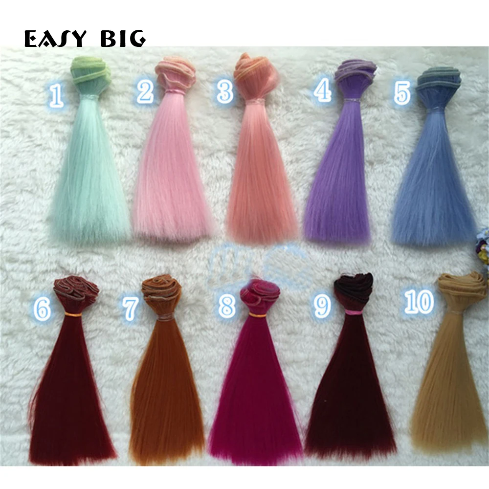 

EASY BIG 1pcs 15cm Doll Accessories Straight Synthetic Fiber Wig Hair For Doll Wigs High-temperature Wire NR0029