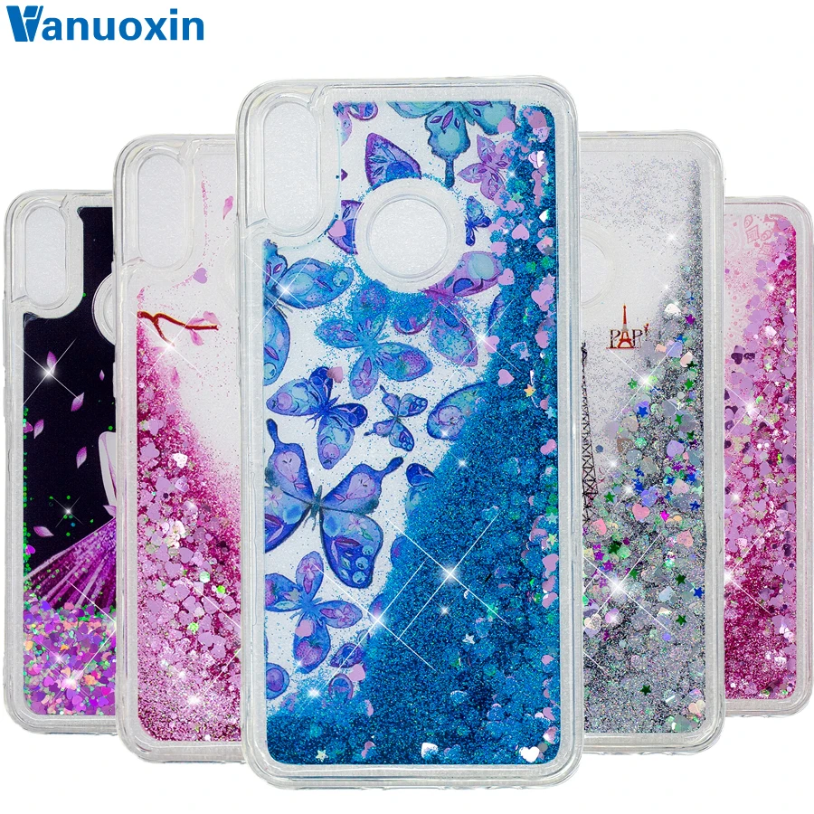 

Huawei Honor 8X case on Huawei Honor 8X case cover for Coque Huawei Honor8X 8 X Glitter Liquid Silicone TPU Soft Phone Bags capa