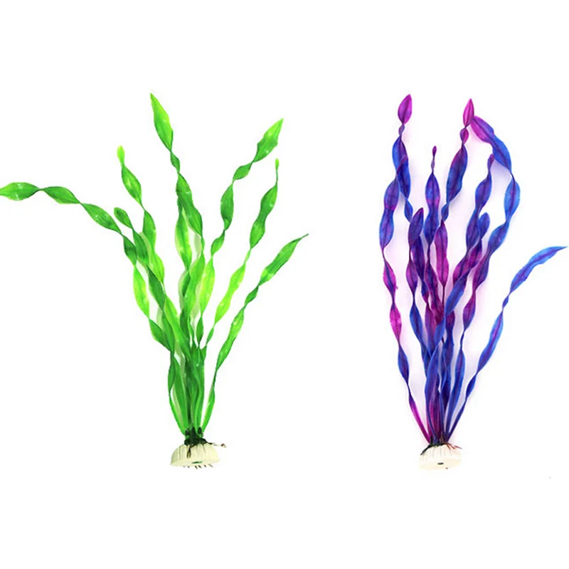 Искусственная вода пластиковая зеленая фиолетовая трава растение Экологичные аквариумные украшения газон водный аквариум украшение