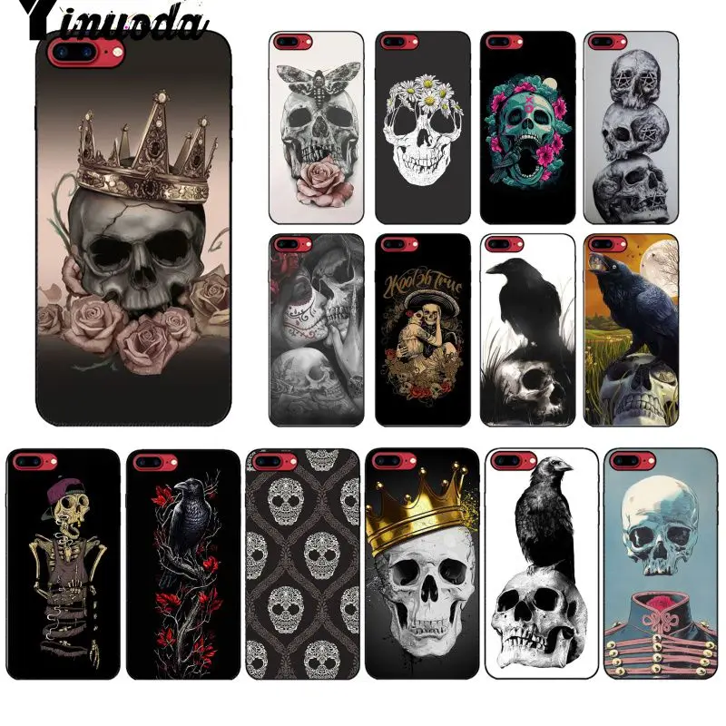 Yinuoda цветочный олень череп Флора Ворон черный мягкий чехол для телефона iPhone X XS MAX 6