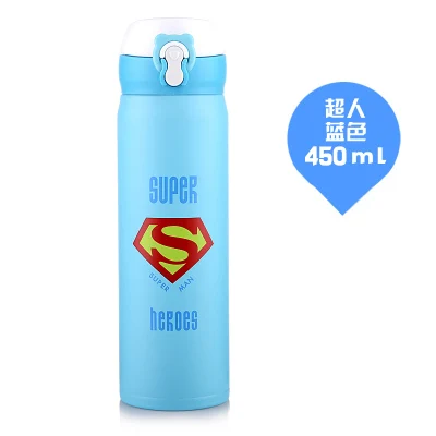304 термос из нержавеющей стали с супергероем, высокое качество, Бэтмен, суперчеловек-паук, чашка для воды для маленьких детей, подарочные кружки - Цвет: 450ml
