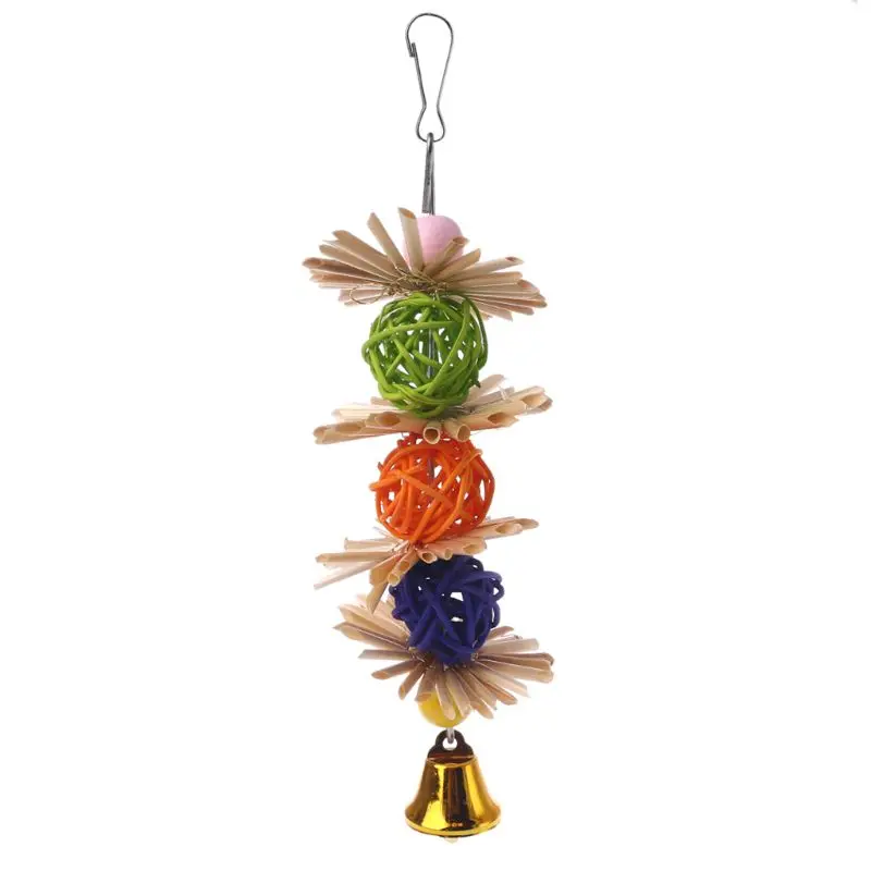 Красочный Попугай жевательные пряди кусать зубы захватывающий мяч колокольчик привлекательная Птица Попугай игрушки - Цвет: Colorful