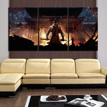

3 Piece Fantasy Art Paintings Ninja Pictures SEKIRO Shadows Die Twice Game Poster Artwork Canvas Painting for Home Decor