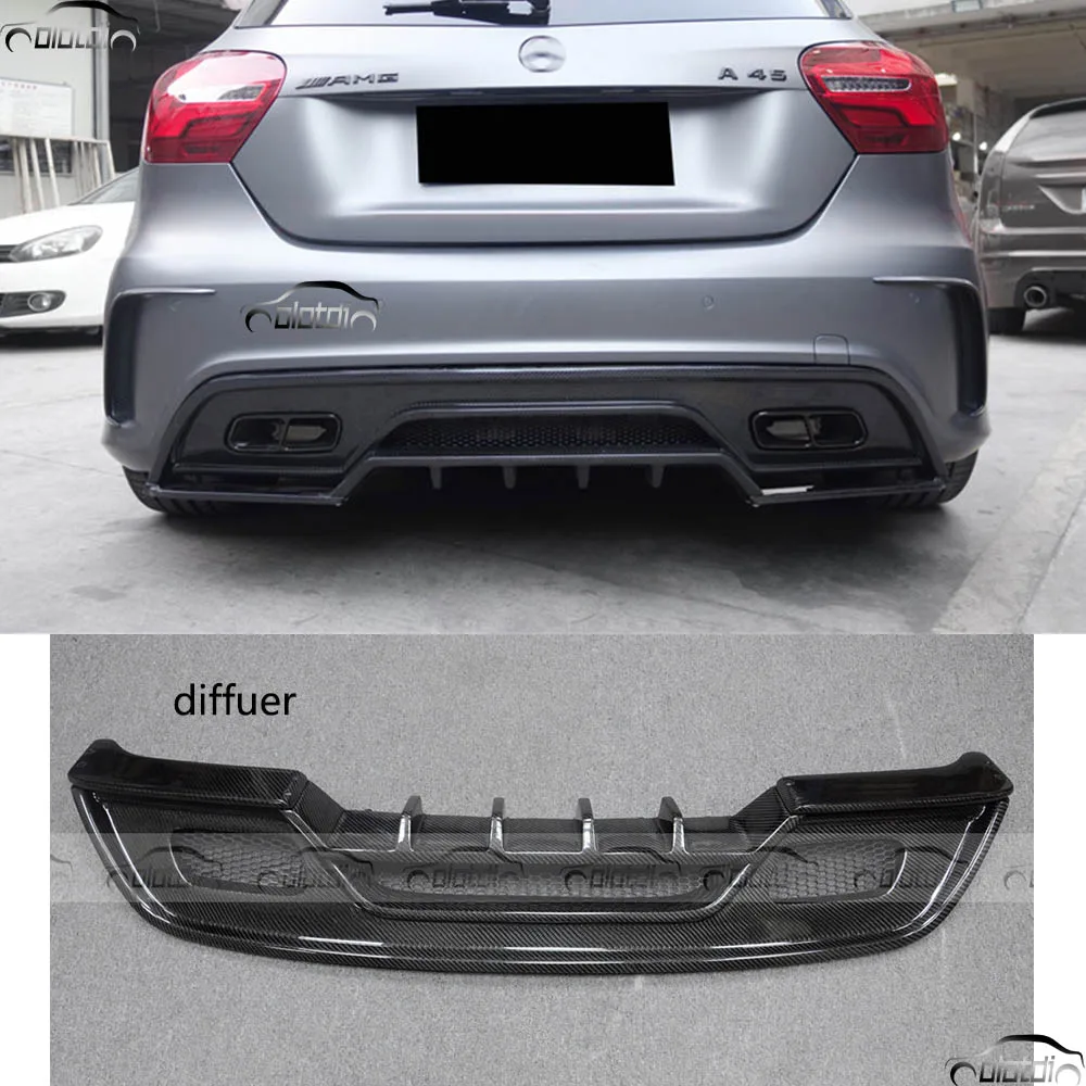 

for Mercedes Benz W176 AMG A45 2014-2017 REVOZPORT Style Car Styling Carbon Fiber Rear Lip Bumper Diffuser Splitter