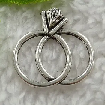 

120 pieces antique silver Diamond Rings connectors 25x25mm #1503