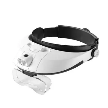 

1.0-6.0X Headwear Magnifier for Reading Microscope Magnify Glass w/Lamp Detachable Headlamp Magnifying Glass With 5 Replaceable