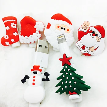 

50pcs Christmas Style Cable Protector Data Line Cord Protector Protective Case Cable Winder Cover For iPhone USB Charging Cable