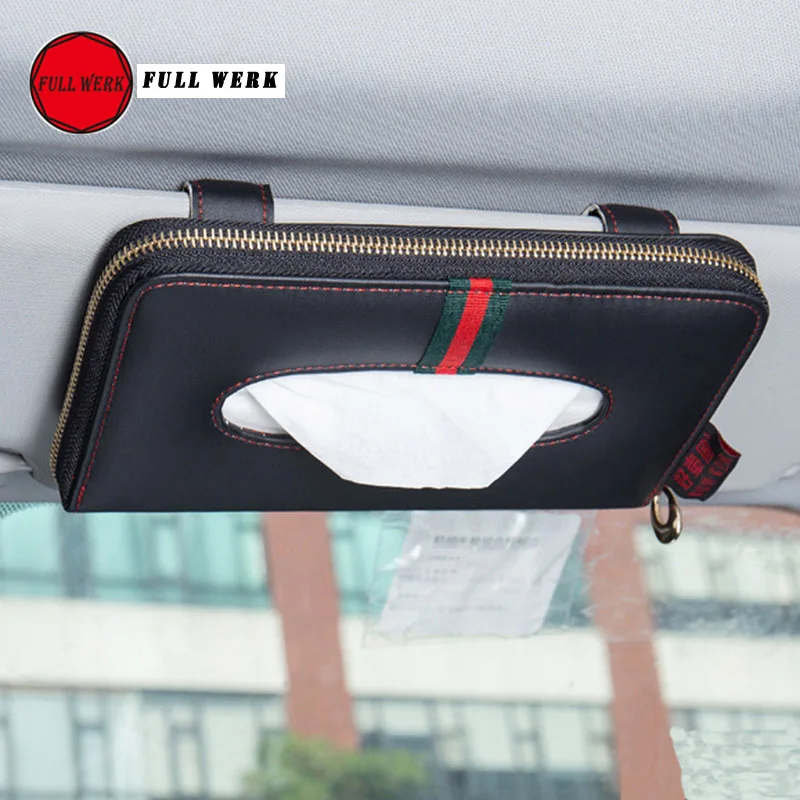 

Multi Function Car Styling Sun Visor Tissue Box Seat Back Hanging Paper Storage Box Creative Leather Paper Napkin Case Clip Hold