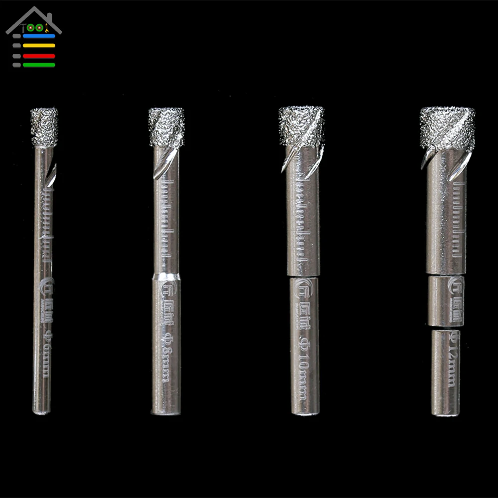 

AUTOTOOLHOME 6 8 10 12 mm Durable Diamond Coated Core Drill Bit Dry Drilling for Glass Marble Granite Quartz Porcelain Ceramics