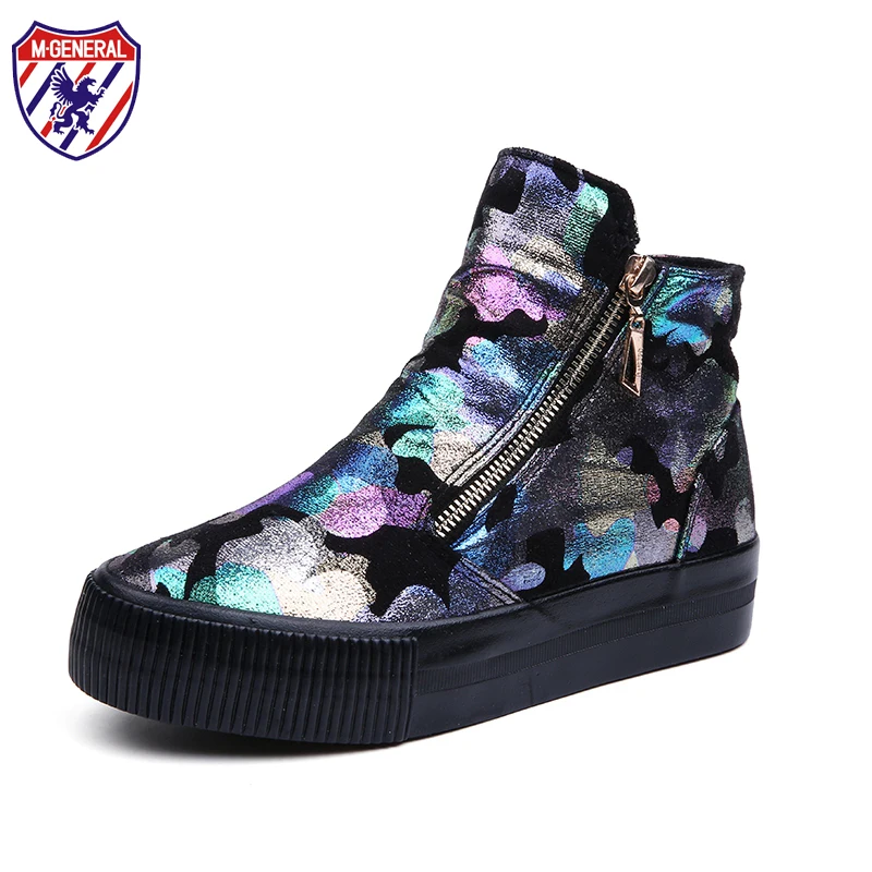 M GENERAL 2016 New Arrival Spring Style Women Fashion Canvas Casual Shoes Zip Graffiti Zapatos Mujer