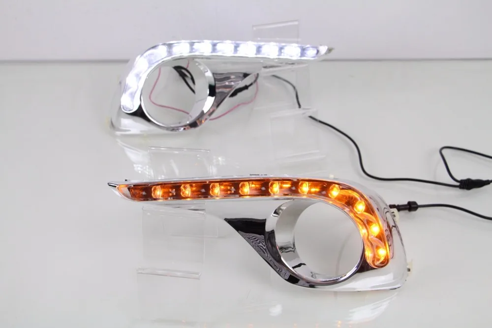 

Qirun led drl daytime running light for Toyota highlander kluger 2012--2014 with yellow turn signal and wireless control