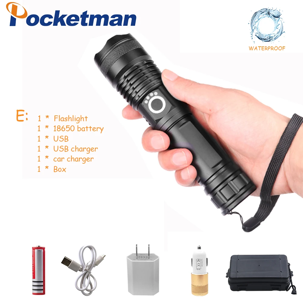 Pocketman 6000 люмен лампа xhp50.2 самый мощный фонарик usb Zoom СВЕТОДИОДНЫЙ Фонарь xhp50 18650 перезаряжаемый аккумулятор для охоты - Испускаемый цвет: TYPE E