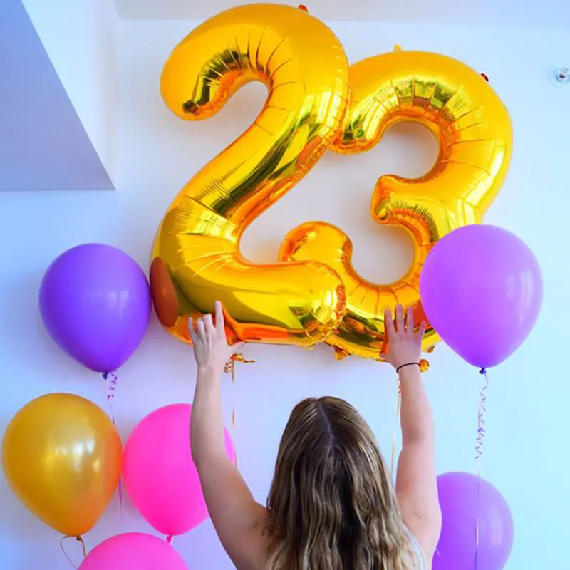 2 шт. 32/40 дюймов цвета: золотистый, серебристый 23th день рождения цифра шарики гигантский номер/воздушные шары мой 23 лет День рождения украшения поставки