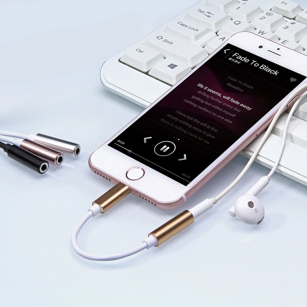 For iPhone 7 Earphone Jack Converter Lightning to 3.5 mm Aux Cable