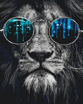 

Frameless painting by numbers paint by numbers for home decor PBN for living room 4050 lion with glasses