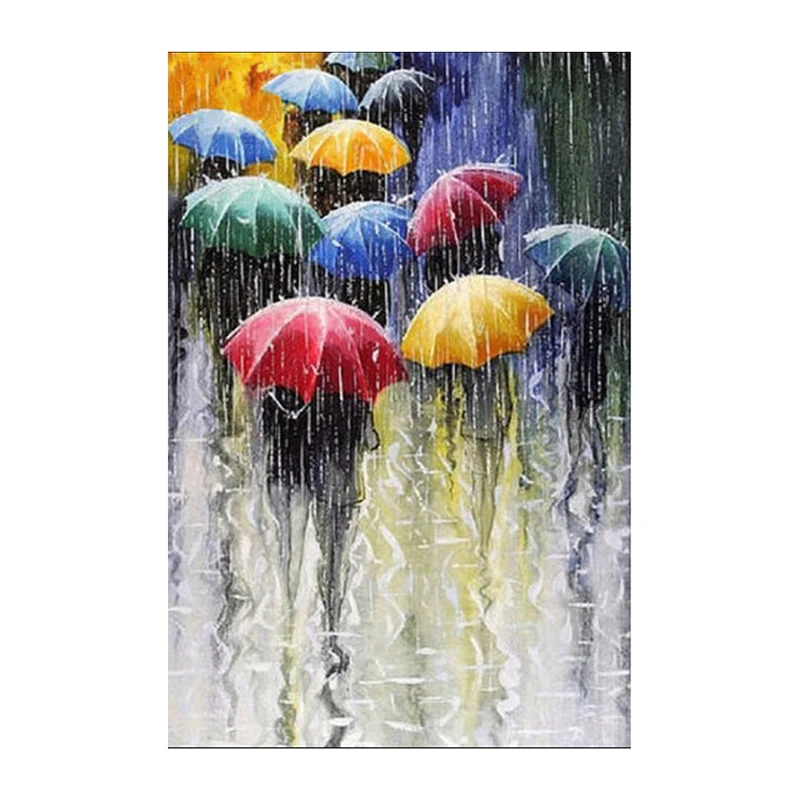 3D DIY Diamond Painting Embroidery Kit Pictures Rhinestones New Needlework Home Decoration Paint Rain And Umbrella 