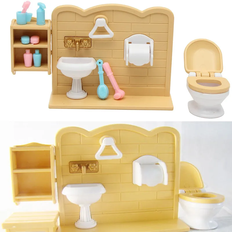 Мини люкс ванная комната пластиковая миниатюрная мебель Наборы для DIY кукольный домик Детская Игрушка Декор кукла подарок для детей