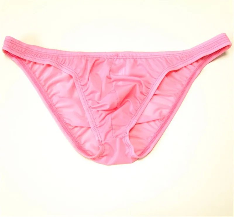 Мужские сексуальные трусы дышащий ледяной шелк Бикини трусы нижнее белье, кальсоны с низкой талией для мужчин для плавания нижнее белье пляжные для солнечных ванн - Цвет: Розовый