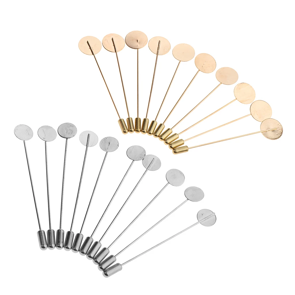 

20 Piece Lot Lapel Stick Pin Hat Scarf Collar Badge DIY Empty Tray Findings Jewelry Making Accessories