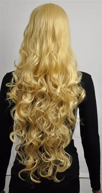 Free Shipping Fashion Blonde Color Big Wavy Perm Women Extra Long