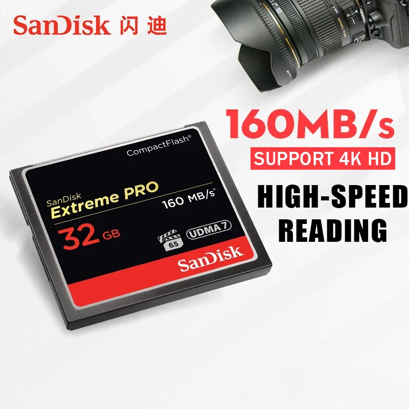 Sandisk Extreme Pro CF Card 32GB Compactflash Memory 32GB Up to 160MB/s