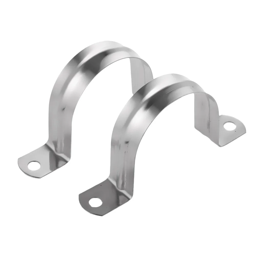 2x 70mm Height Stainless Steel U Shaped Pipe Tube Wire Cable Clamps Clips