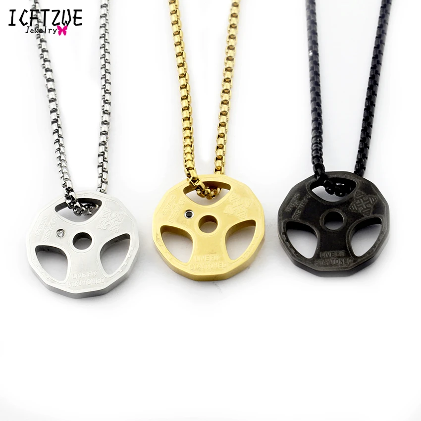 FITNESS NECKLACE Bodybuilding Exercise Gym Weight Charm Lifting Crossfit Pendant