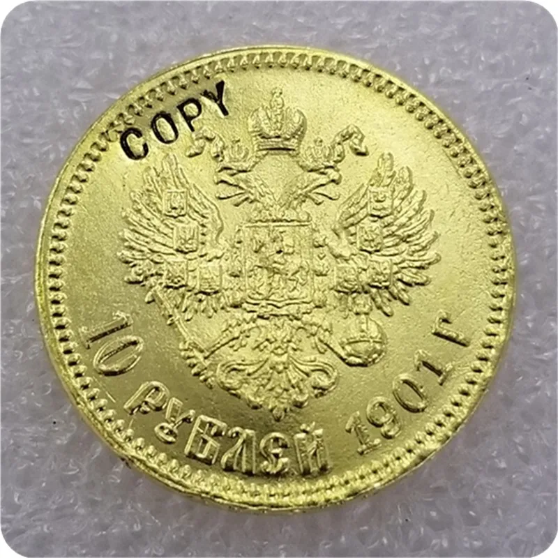 1898-1911 Россия 10 ROUBLE CZAR NICHOLAS II Золотая копия монет