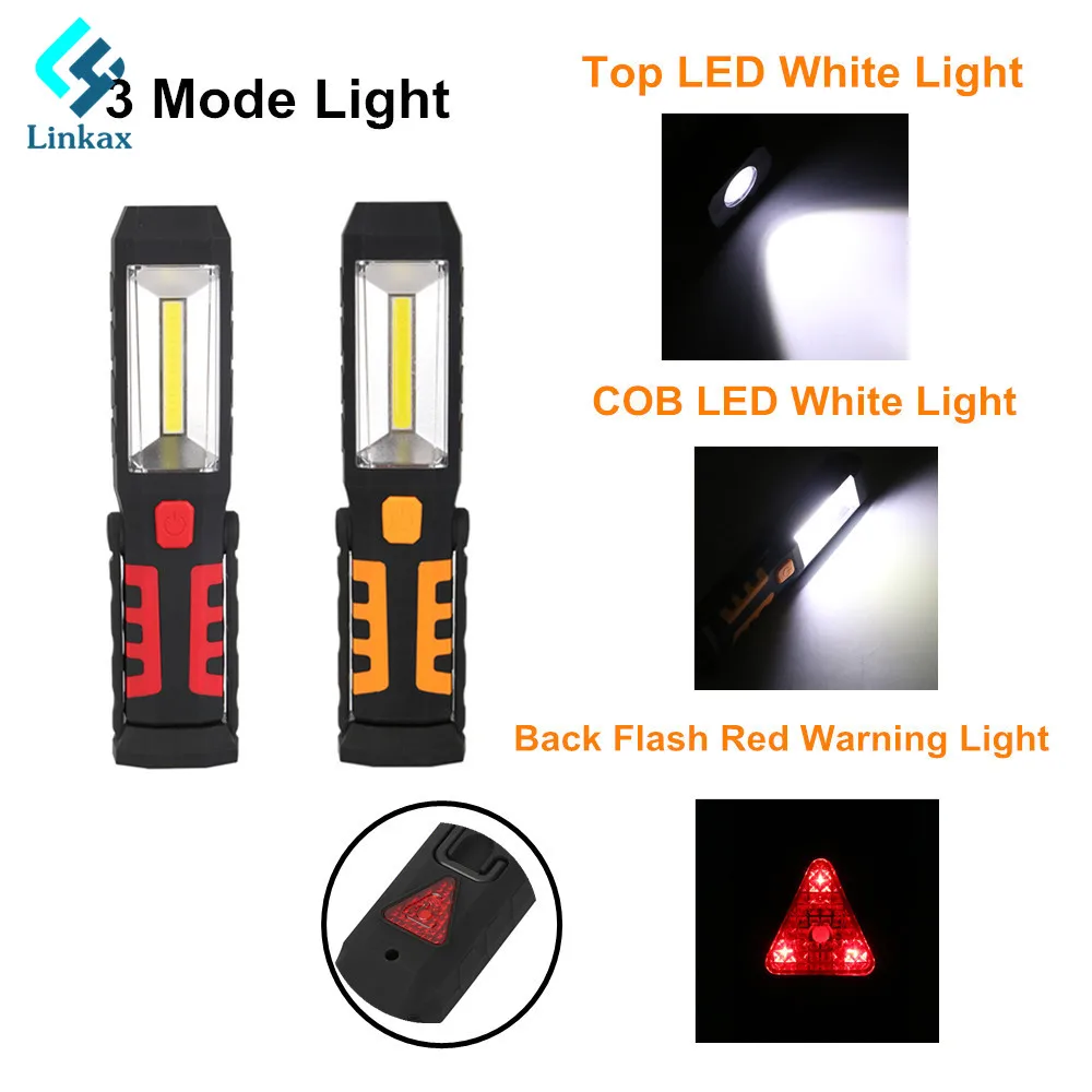 XPE+COB LED Flashlight Torch Work Light Magnetic Folding Lamp USB Rechargeable