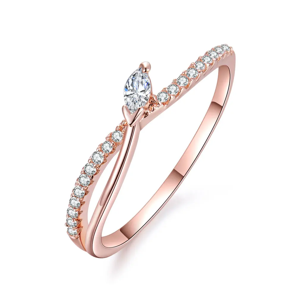 Обручальное кольцо KNOCK, подарок на день Святого Валентина, модная спираль, CZ Кристалл, розовое золото, среднее кольцо, кубический цирконий AAA, ювелирное изделие - Цвет основного камня: 0000054