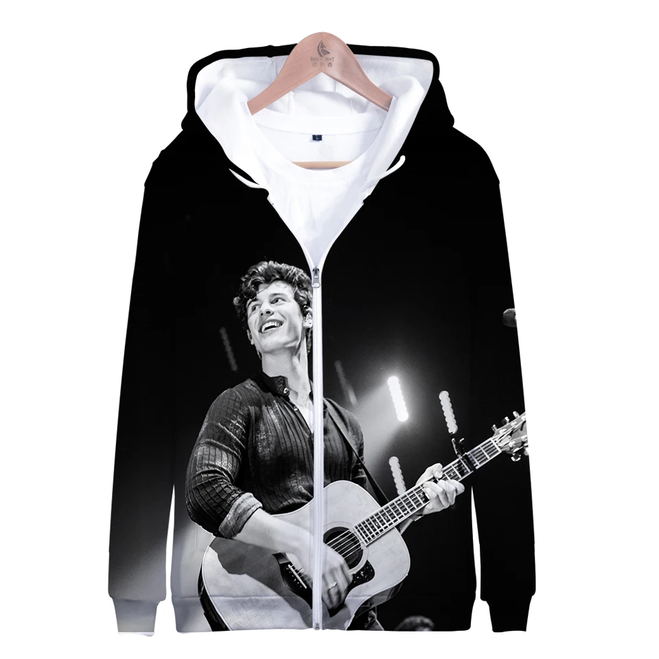 

FADUN TOMMY 3D Shawn Mendes Casual Long Sleeve Zipper Hoodies Sweatshirt Women and men Casual Clothes 2018 Hot Sale Plus Size