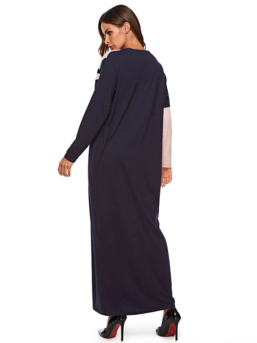 Мусульманский абайя принт искусственный мех Макси платье кимоно патч дизайн длинный халат платья свободные Jubah Рамадан Ближний Восток Исламская одежда