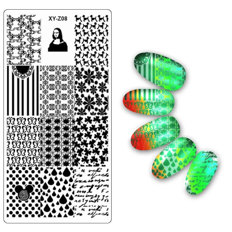 Дизайн ногтей металлическая пластина изображения штамповки пластины DIY маникюр печать шаблон пластины инструменты XYZ01-32 - Цвет: XYZ08