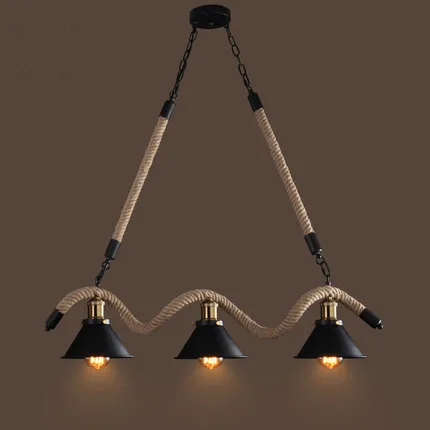 

Loft Vintage Industrial Three/ Five Heads Restaurant Bar Light Fixtures American Bar Cafe Rope Chandeliers